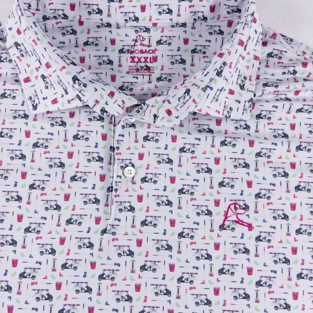 Rhoback The Bev Cart Polo Men XXXL White Golf Cart Performance Short Sleeve